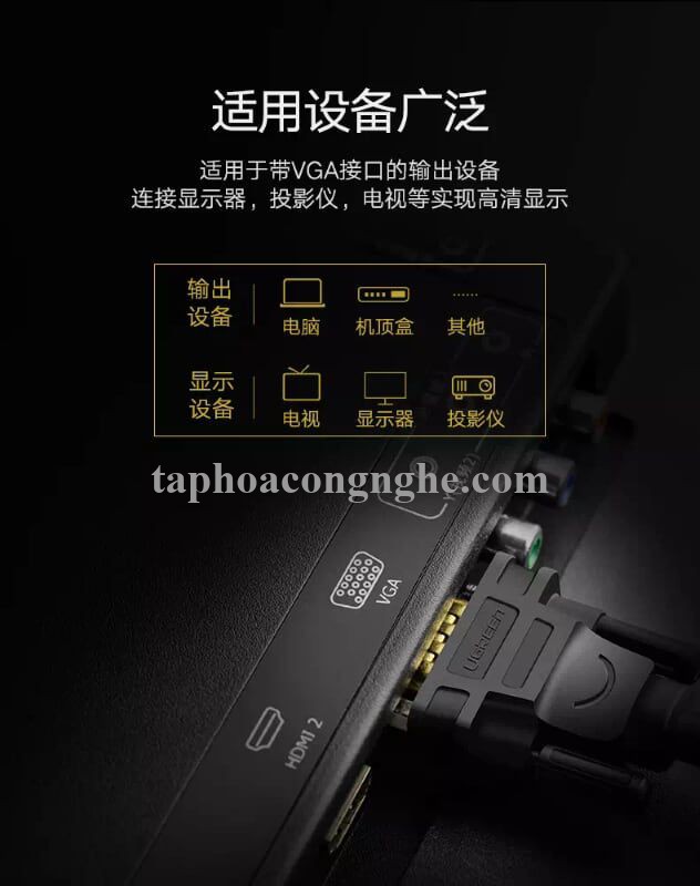 Ugreen 11633 10M màu Đen Cáp tín hiệu 2 đầu VGA VG101 30011633